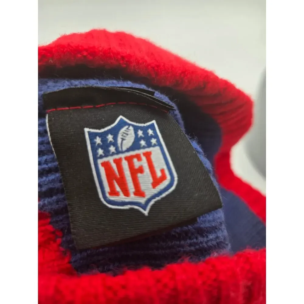 NFL Team Apparel Pom Beanie Hat & Gloves Set Navy Red Winter Knit